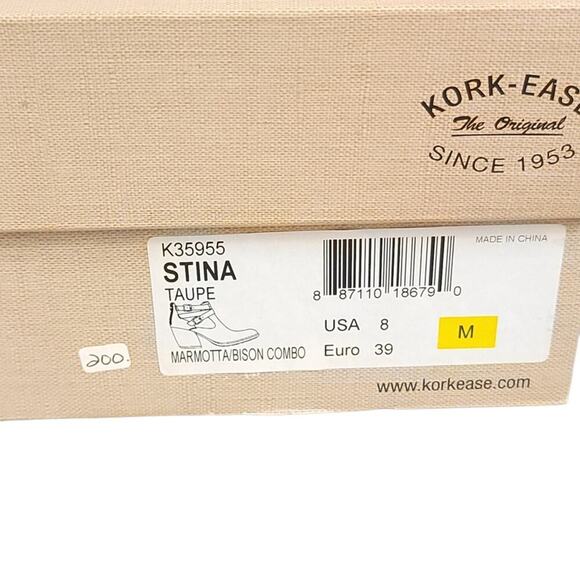 Kork-ease Stina Boots Leather Strappy Heeled Booties Taupe Beige Cutout Fall - Picture 12 of 13